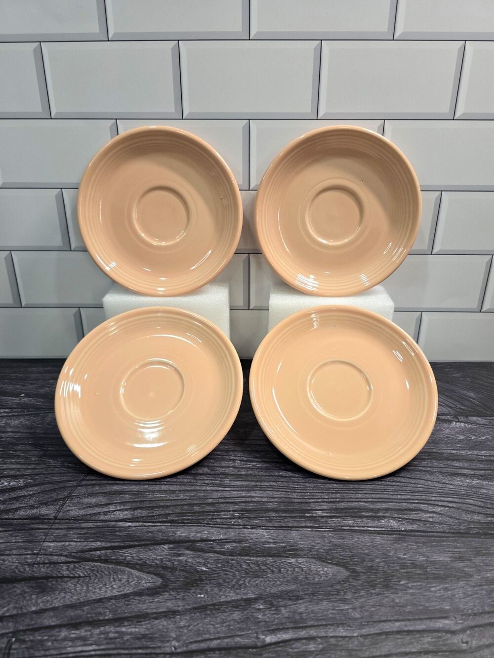 VTG Fiesta Fiestaware Saucers Set of 4 Apricot Pink Retired Color 6" Replacement